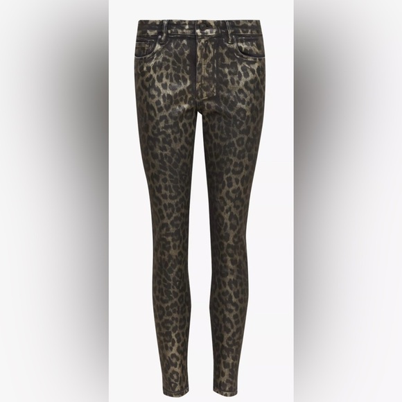 All Saints Grace Leopard Print Cropped Skinny Jeans, Bronze, Size 28, NWOT - Picture 2 of 9